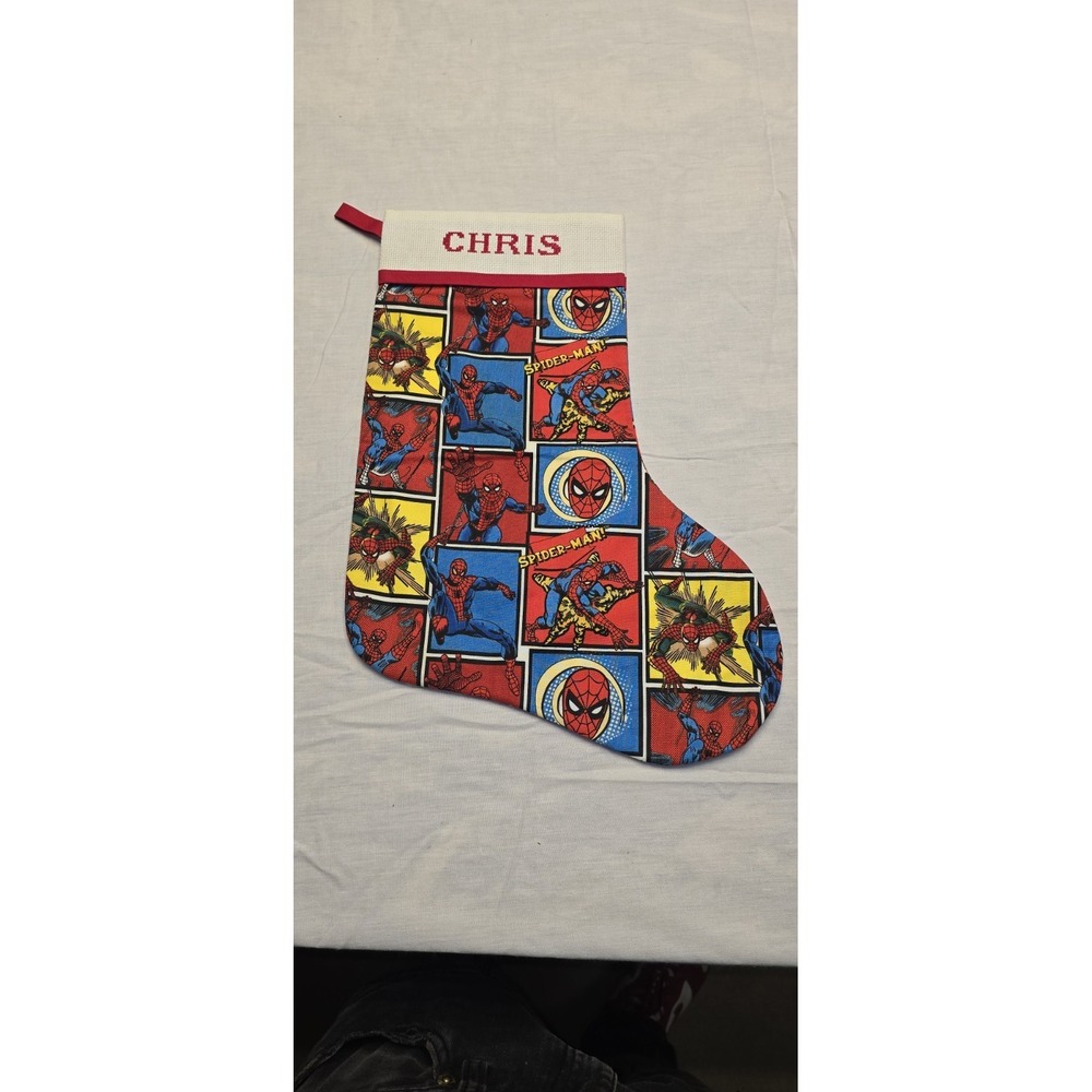 personalized Marvel Spider-Man themed Christmas stocking With The Name Chris